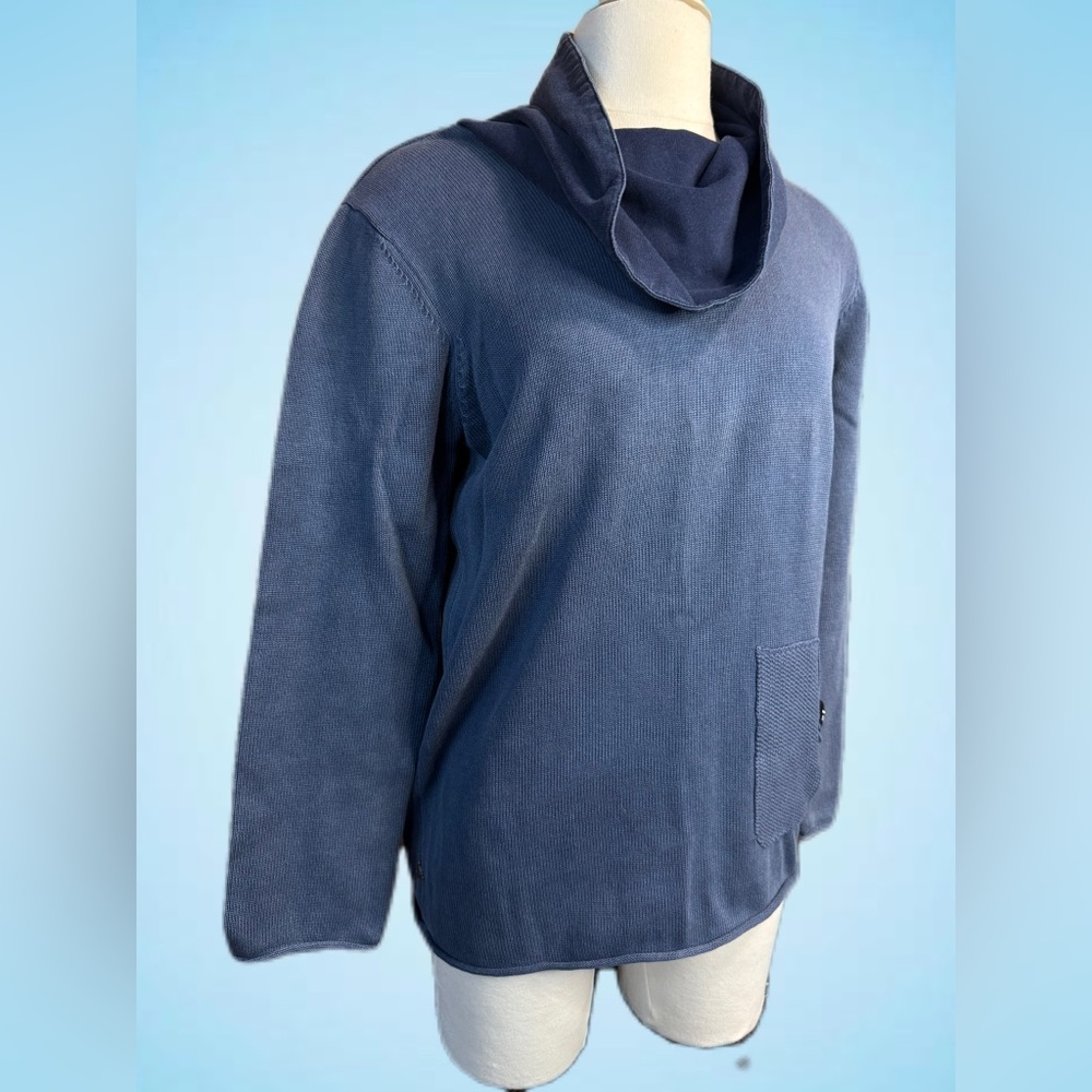 Oversized Blue Sweater With Patchwork Pocket - image 1